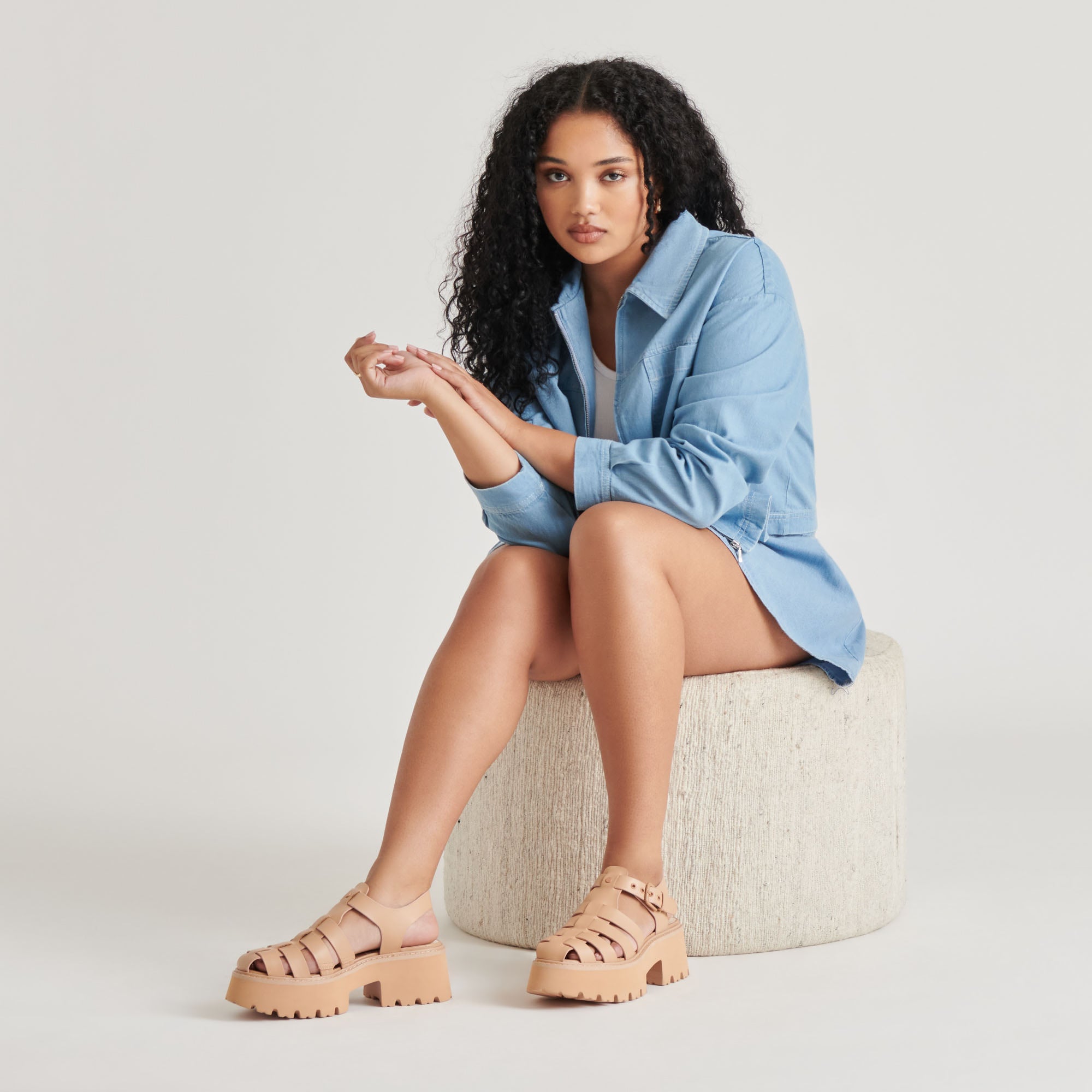 LASLY TONAL SANDALS CAFE LEATHER