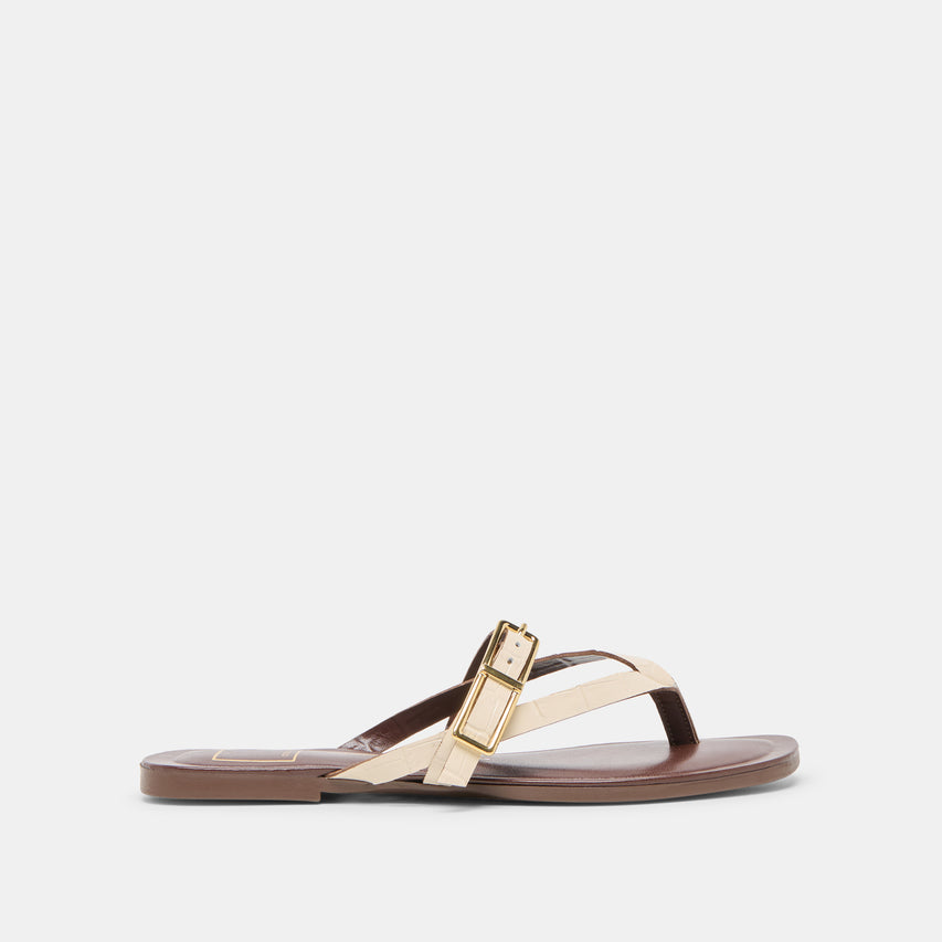 PIERS SANDALS BEIGE CROCO EMBOSSED LEATHER