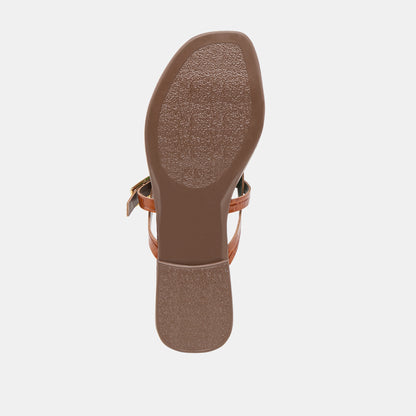 PIERS SANDALS COGNAC CROCO EMBOSSED LEATHER
