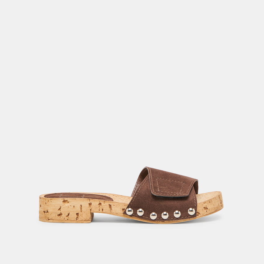 Sandy Dk Brown Suede Sandals | Dolce Vita