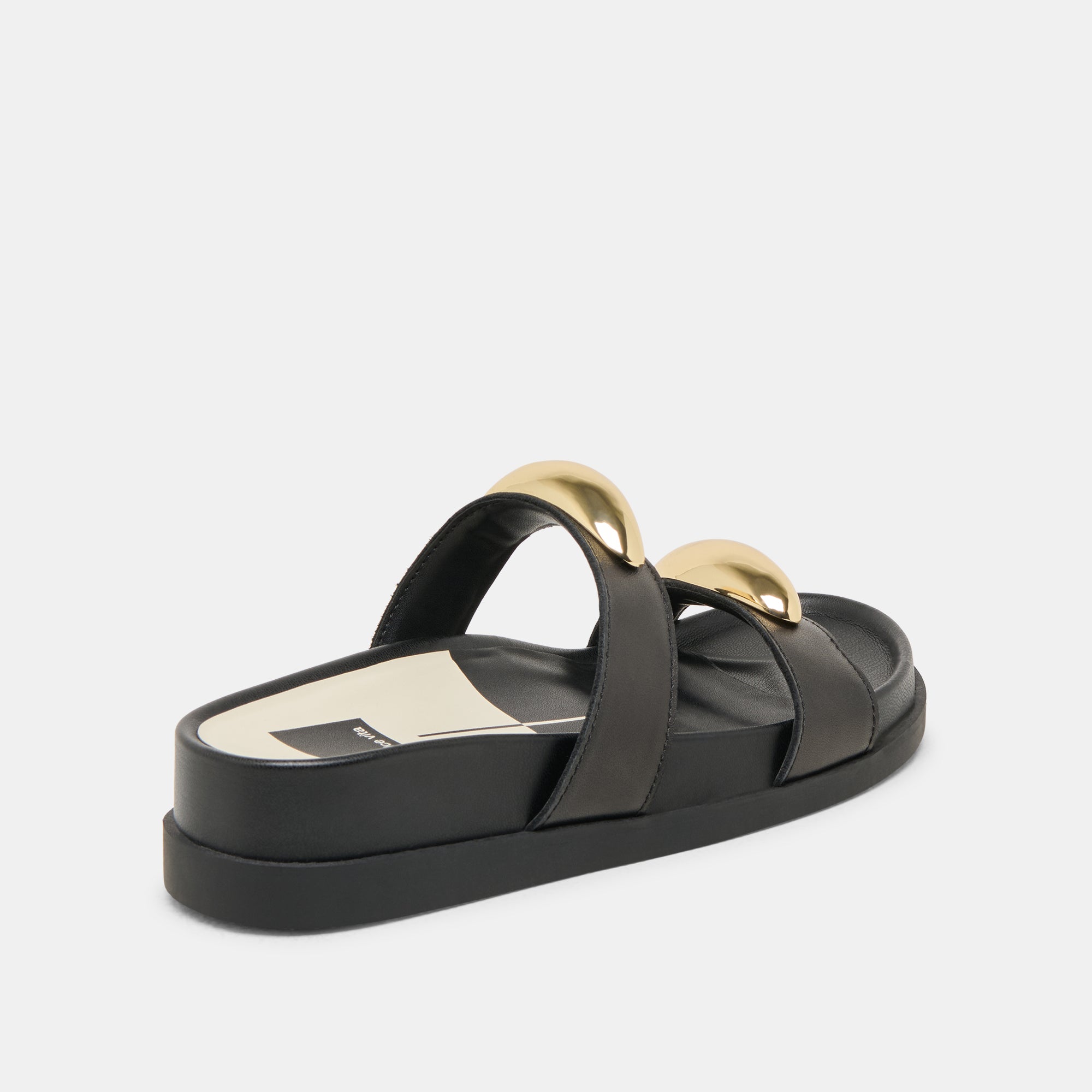 SATINE SANDALS BLACK LEATHER