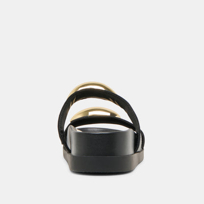 SATINE SANDALS BLACK LEATHER