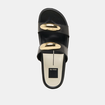 SATINE SANDALS BLACK LEATHER