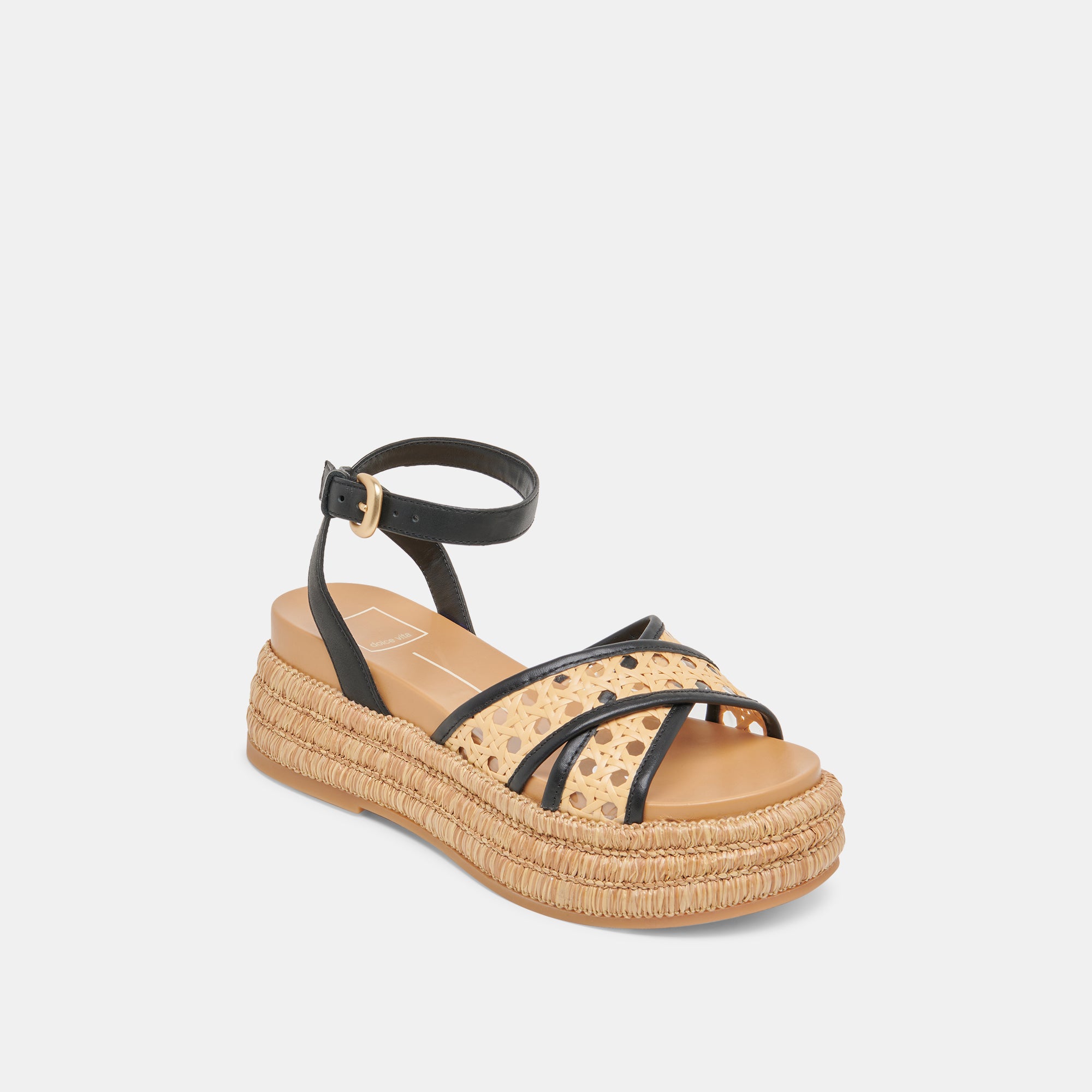 WRILEY SANDALS BLACK WOVEN RAFFIA - view 3