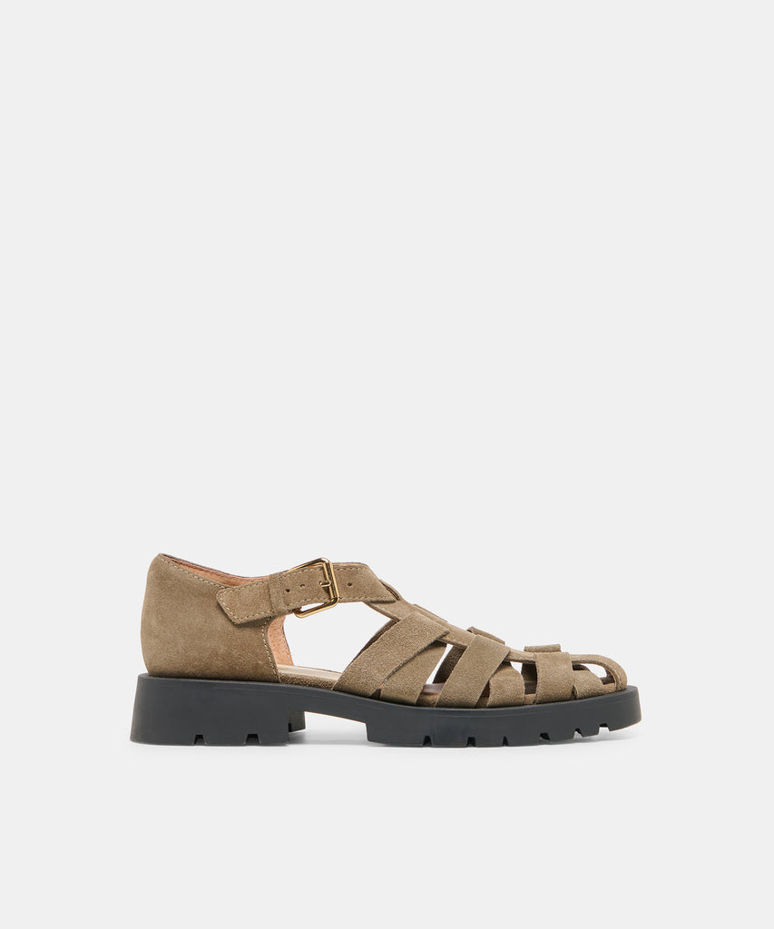 ELSAH Olive Suede Fisherman Closed-Toe Flats | Dolce Vita