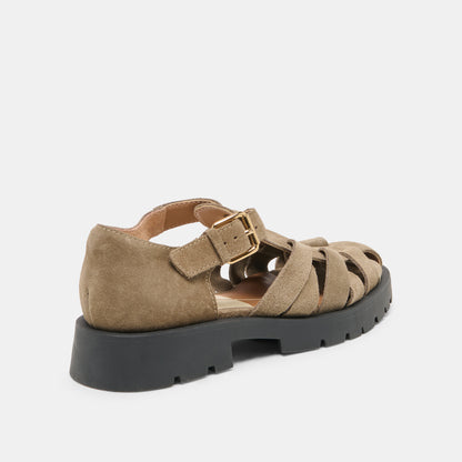 ELSAH FLATS OLIVE SUEDE