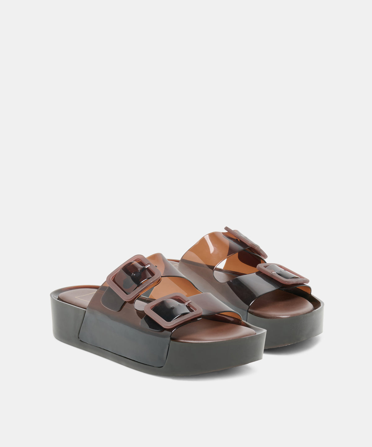 JULIO X Chocolate Vinyl Jelly Platform Sandals | Dolce Vita