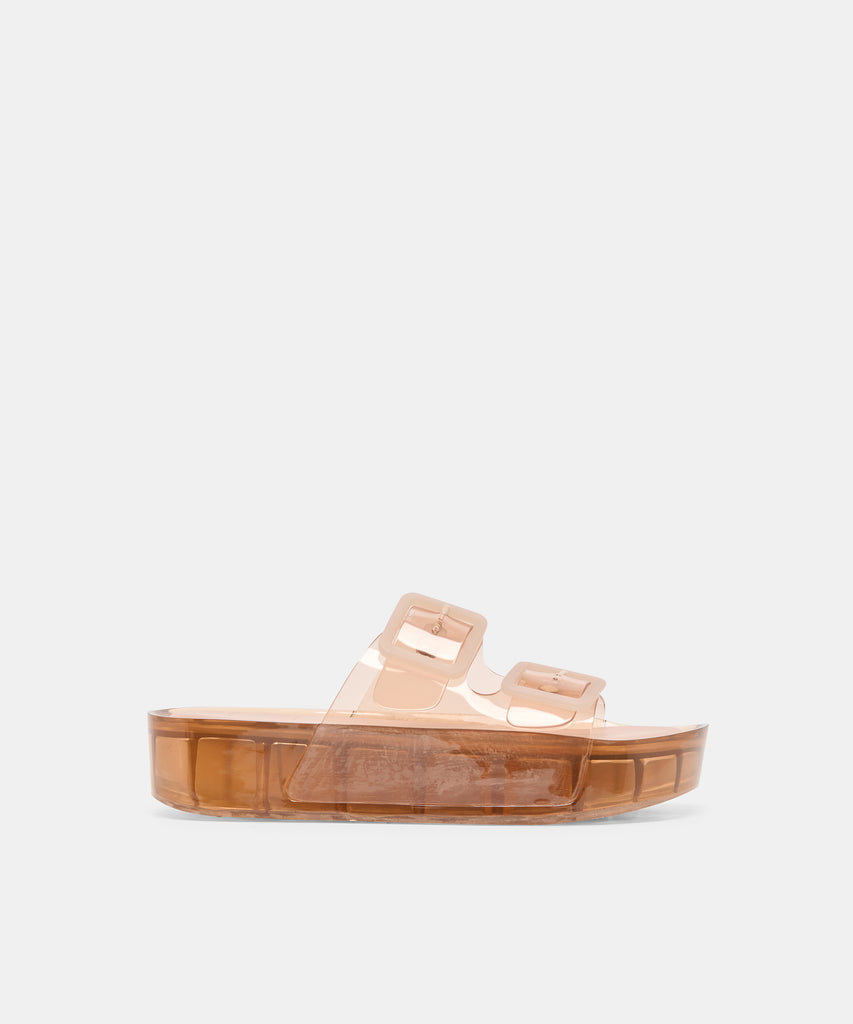 JULIO X Mocha Vinyl Jelly Platform Sandals | Dolce Vita