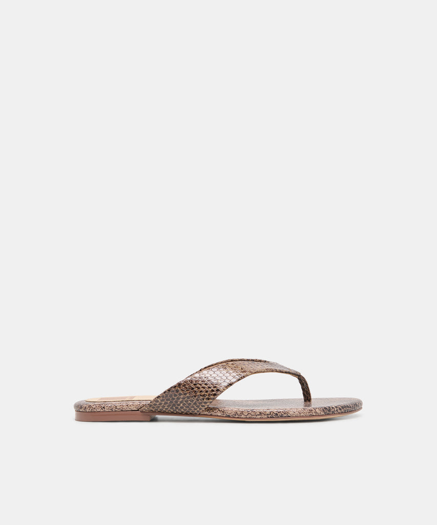 LINNET Snake Tan Embossed Leather Flip-Flop Thong Sandals | Dolce Vita