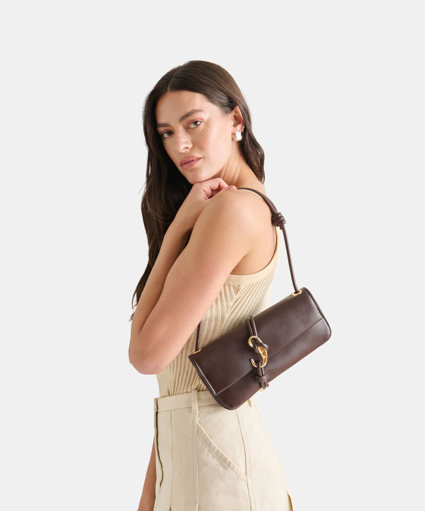ALICE SHOULDER BAG BROWN CHERRY LEATHER