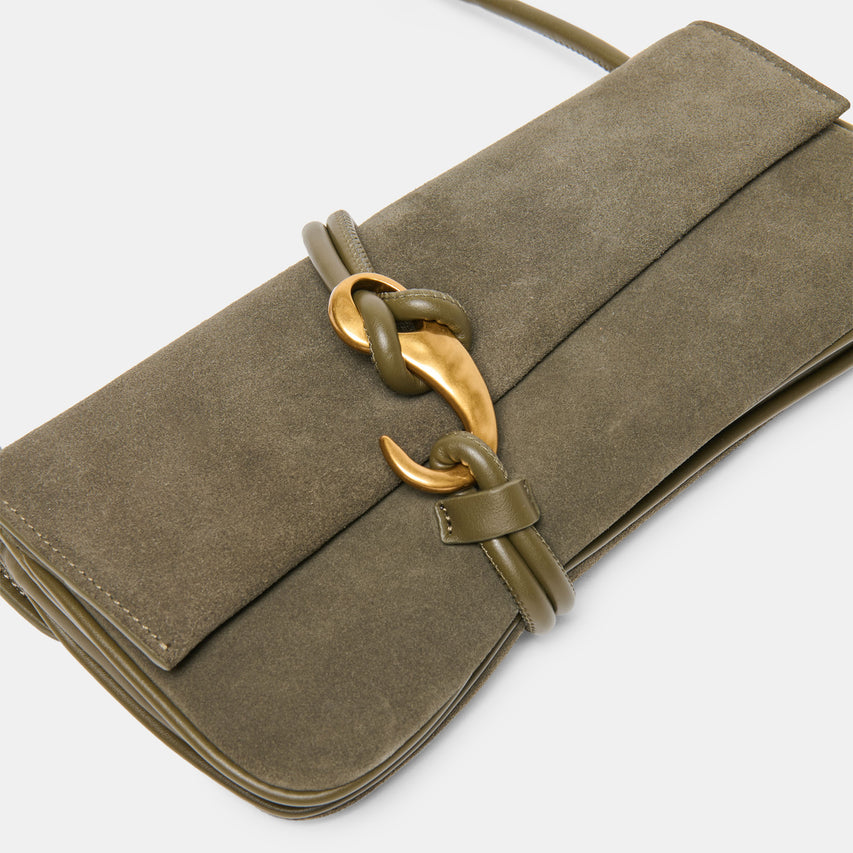 ALICE SHOULDER BAG OLIVE SUEDE
