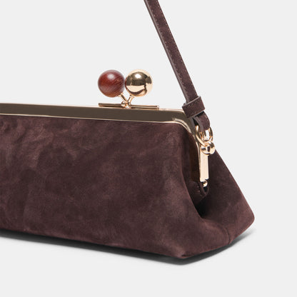 AMBRIAA SHOULDER BAG CHOCOLATE SUEDE