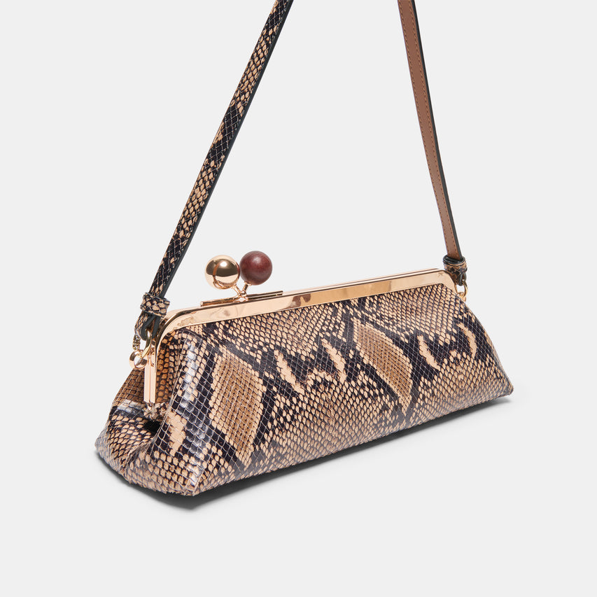 AMBRIAA SHOULDER BAG TAN MULTI SNAKE LEATHER