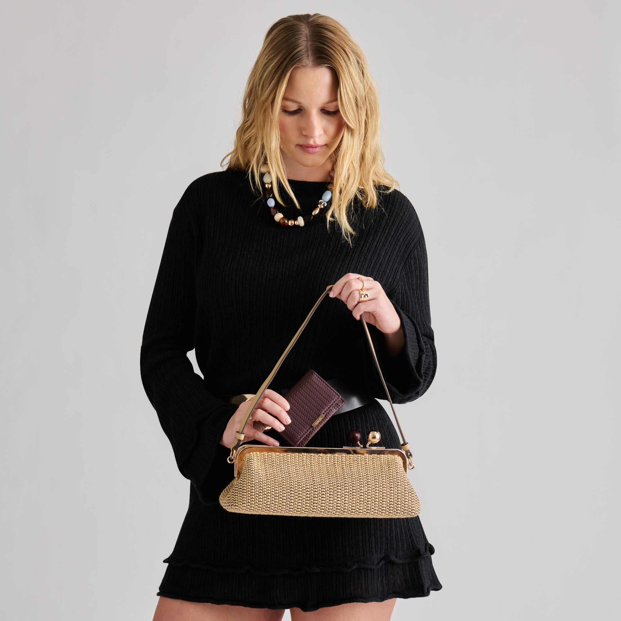 AMBRIAA SHOULDER BAG NATURAL RAFFIA - view 6