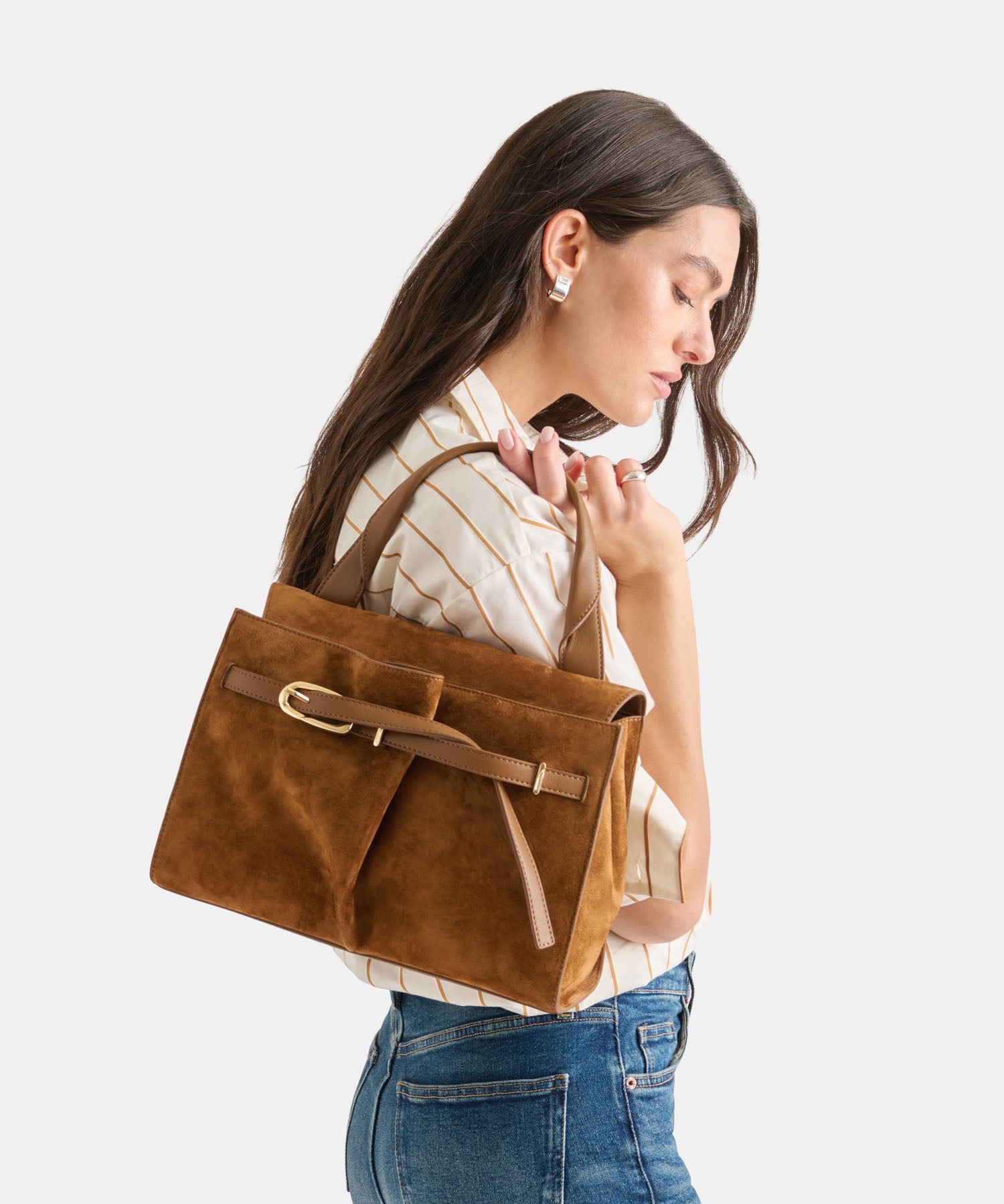 BORGO HANDBAG DARK TAN SUEDE - view 2