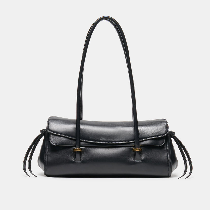 LUSSO Black Leather Shoulder Bag | Dolce Vita