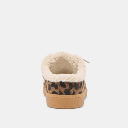 NOTICE SLIDE PLUSH SNEAKERS BROWN LEOPARD PRINTED SUEDE