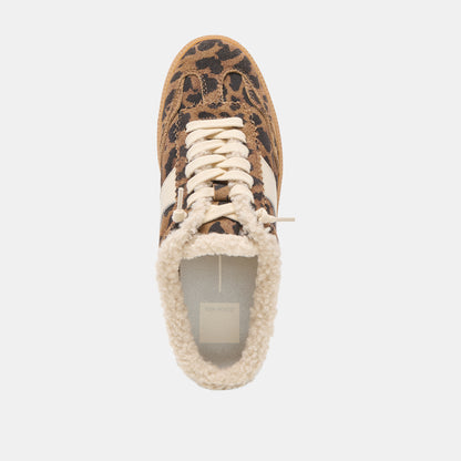 NOTICE SLIDE PLUSH SNEAKERS BROWN LEOPARD PRINTED SUEDE