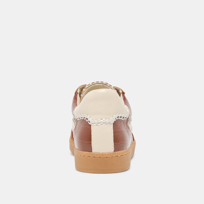 NOTICE STITCH  SNEAKERS COGNAC CROCO EMBOSSED LEATHER