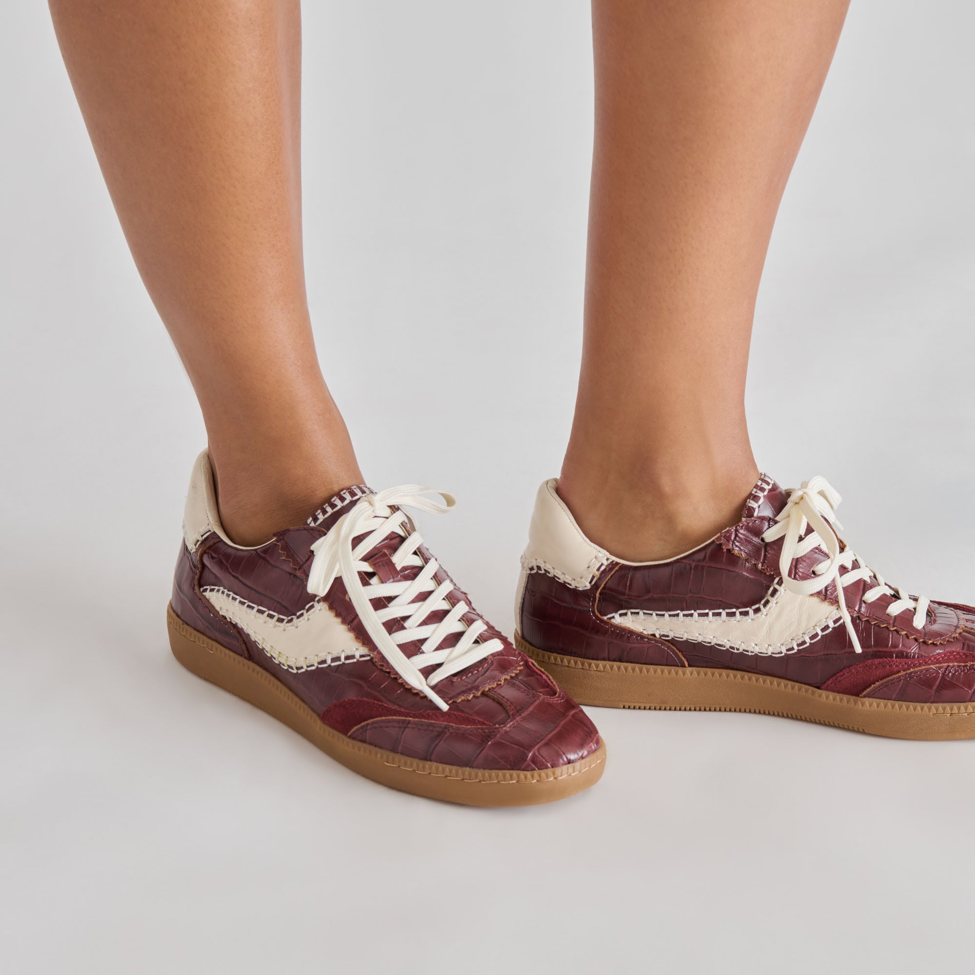 NOTICE STITCH SNEAKERS OXBLOOD CROCO EMBOSSED LEATHER - view 5