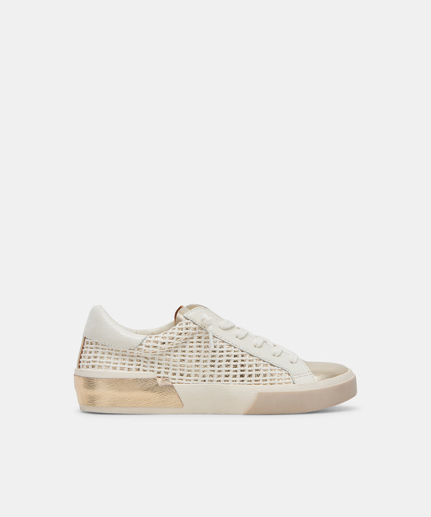 Zina Bone Gold Woven Wide Sneakers | Dolce Vita