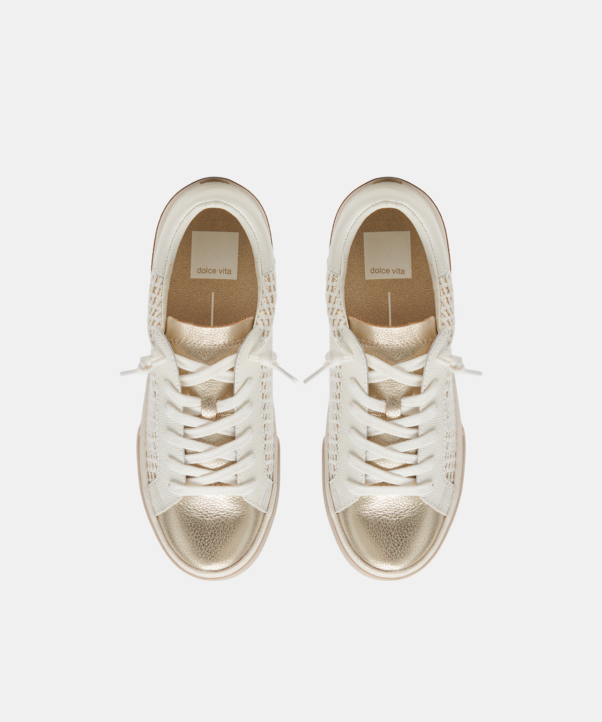 ZINA WIDE SNEAKERS BONE GOLD WOVEN - view 3