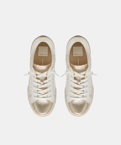 ZINA SNEAKERS BONE GOLD WOVEN