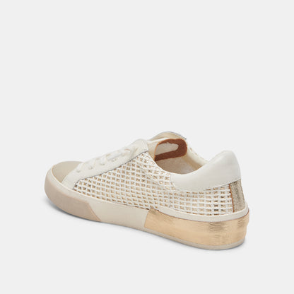 ZINA WIDE SNEAKERS BONE GOLD WOVEN