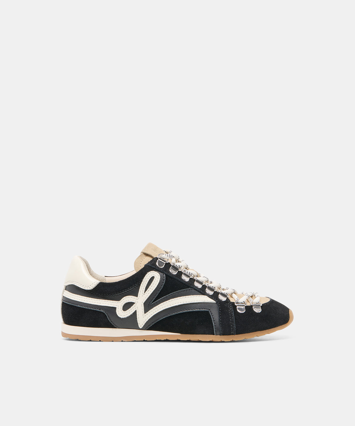 DEACON Black White Suede Lace-Up Sneakers | Dolce Vita