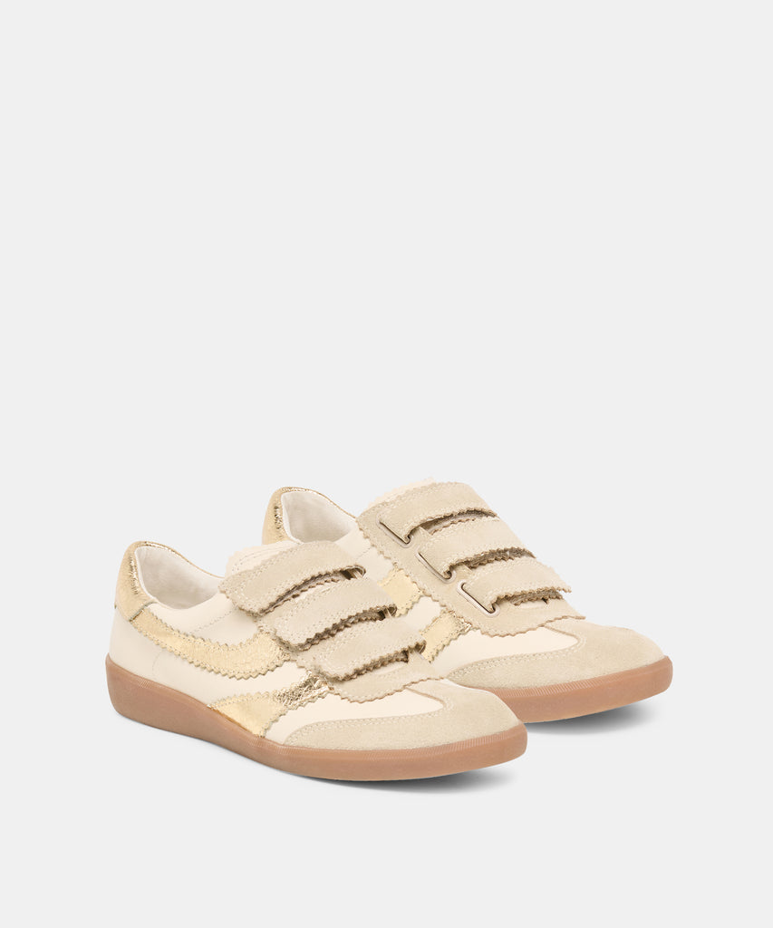 MERIT VELCRO SNEAKERS WHITE GOLD LEATHER