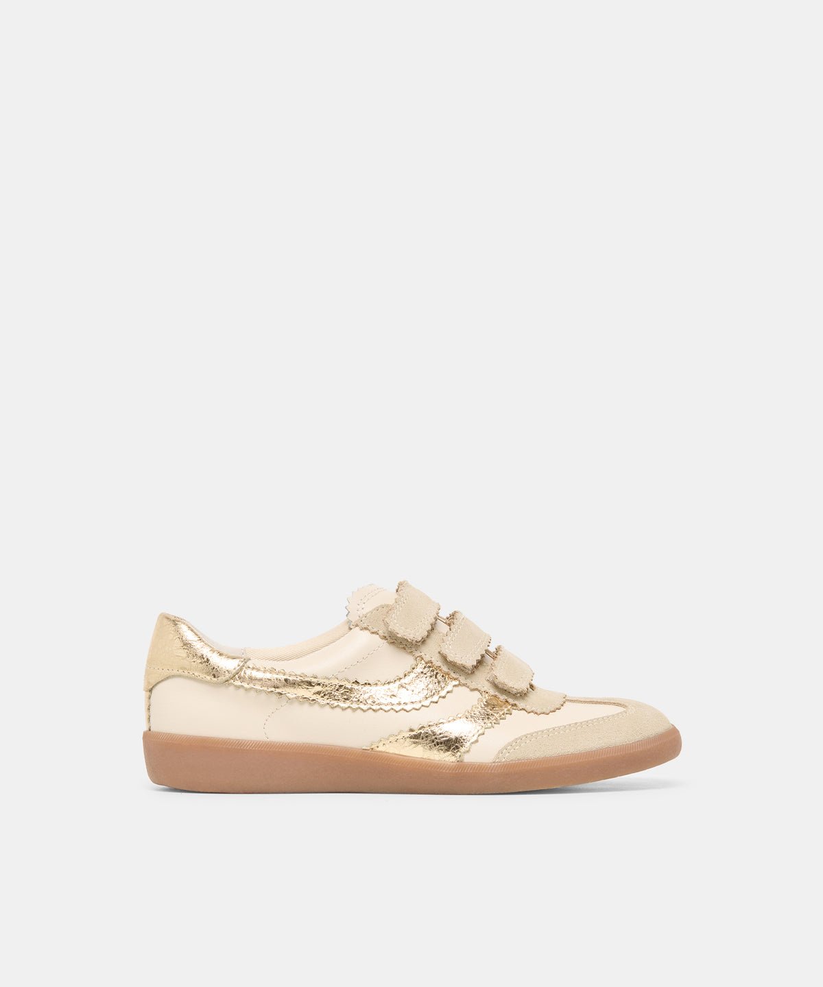 Merit Velcro White Gold Leather Sneakers | Dolce Vita