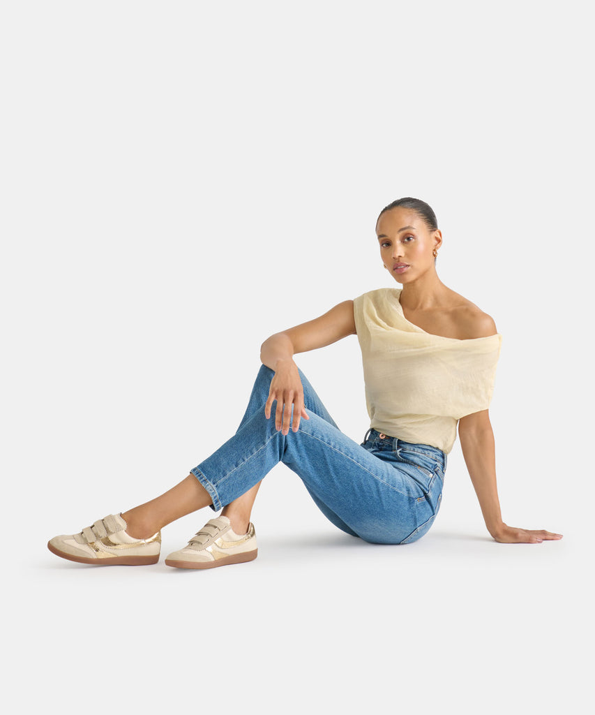 MERIT VELCRO SNEAKERS WHITE GOLD LEATHER