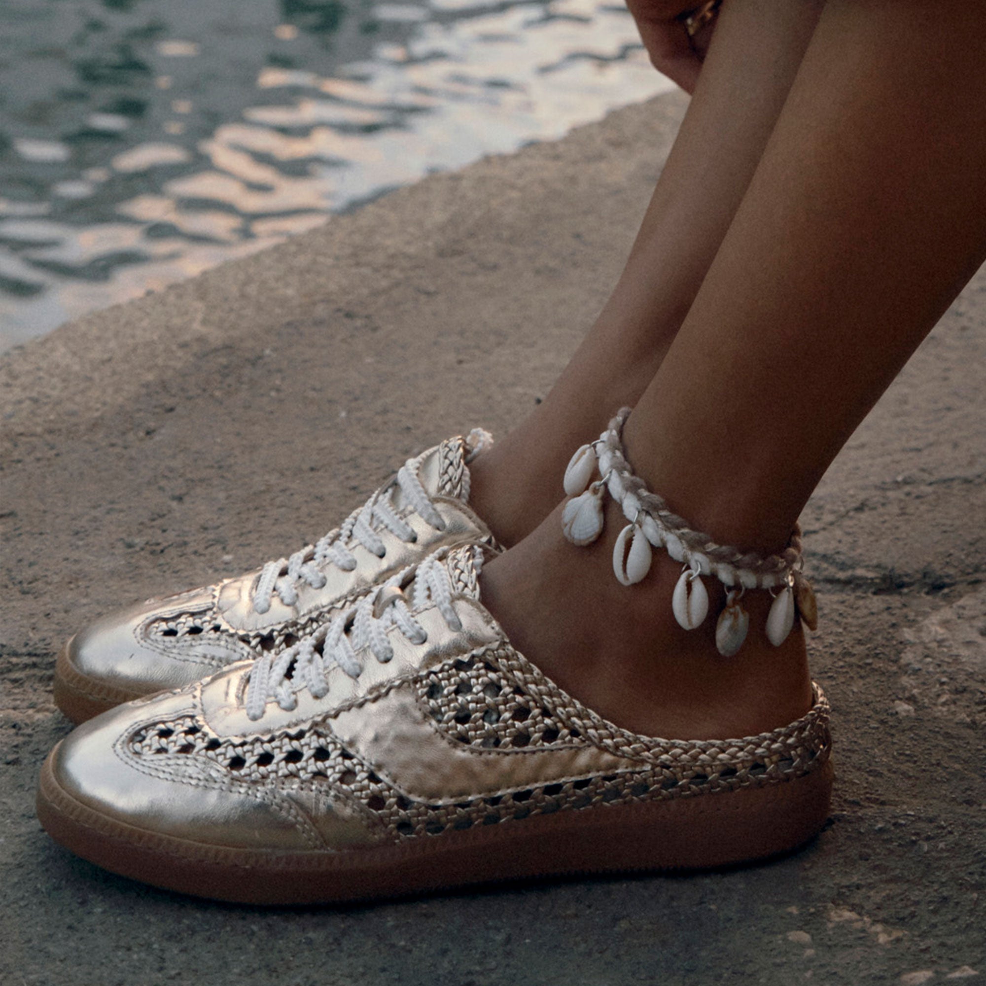 NOTICE SLIDE WOVEN SNEAKERS GOLD WOVEN STELLA - view 4