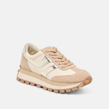 TRESA SNEAKERS WHITE GOLD SUEDE