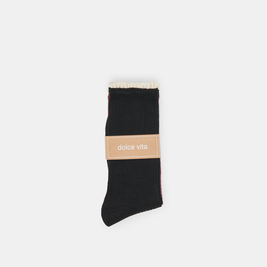 2 PACK PRAIRIE SOCKS BLACK BURGUNDY