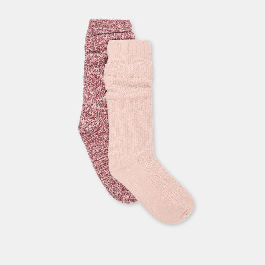 2 Pack Chainstitch Burgundy Multi Slouch Socks | Dolce Vita