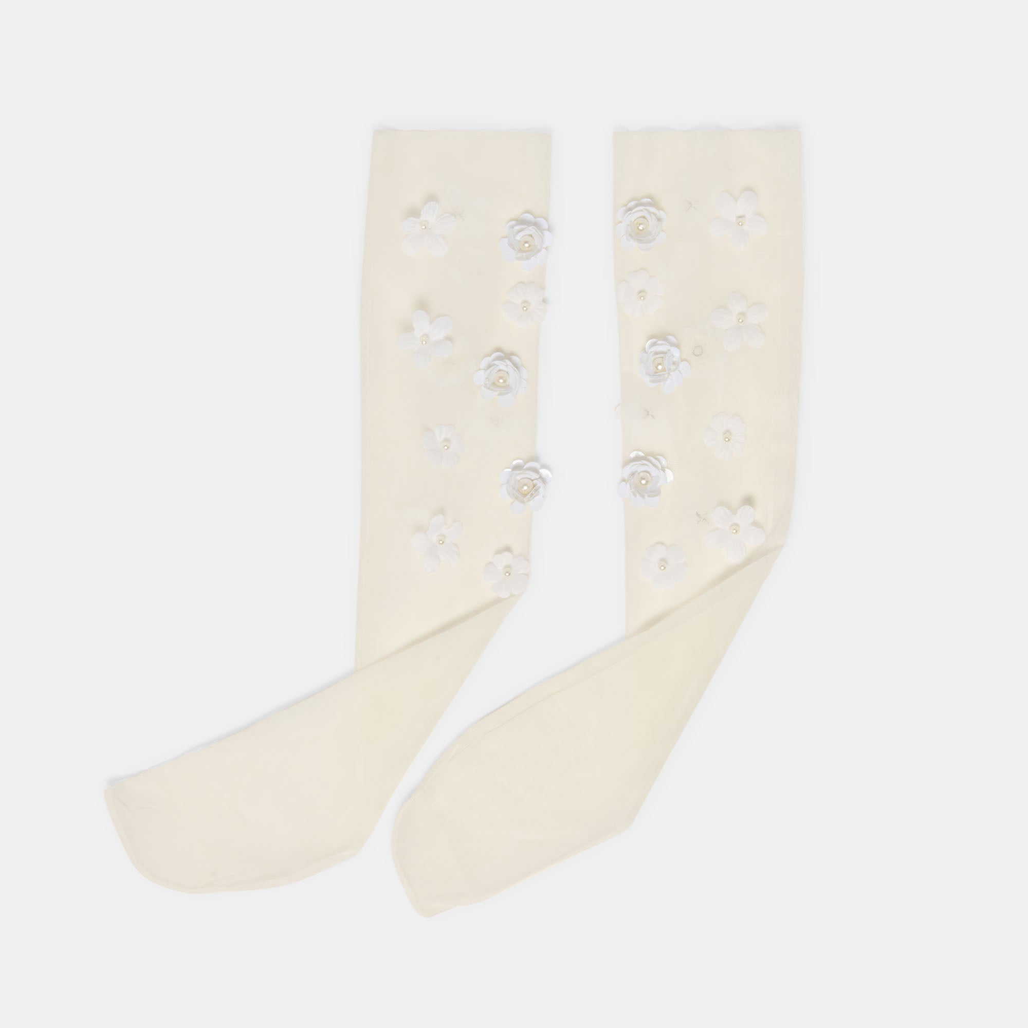 FLORAL CHIFFON SLOUCH SOCKS WHITE - view 3
