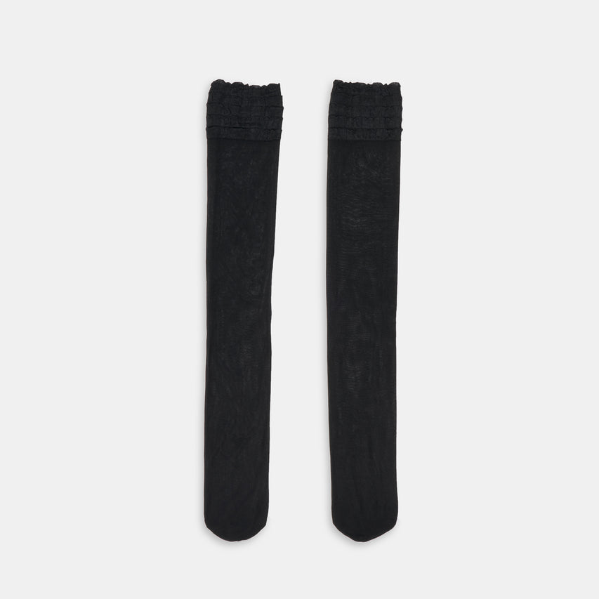 Ruffle Black Sheer Knee High Socks | Dolce Vita