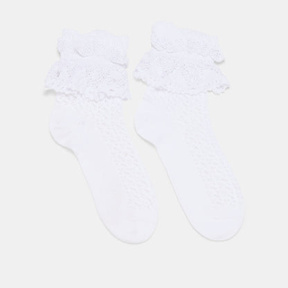 WHIMSY LACE ANKLET SOCKS WHITE