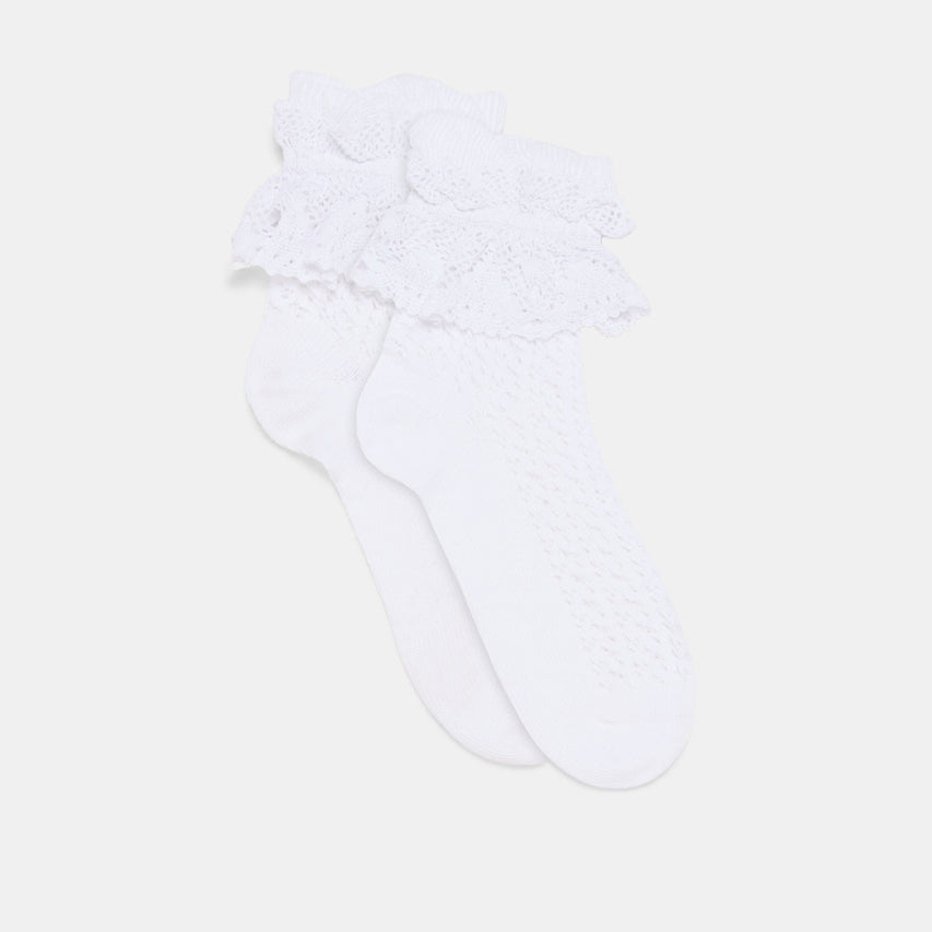 WHIMSY LACE ANKLET SOCKS WHITE