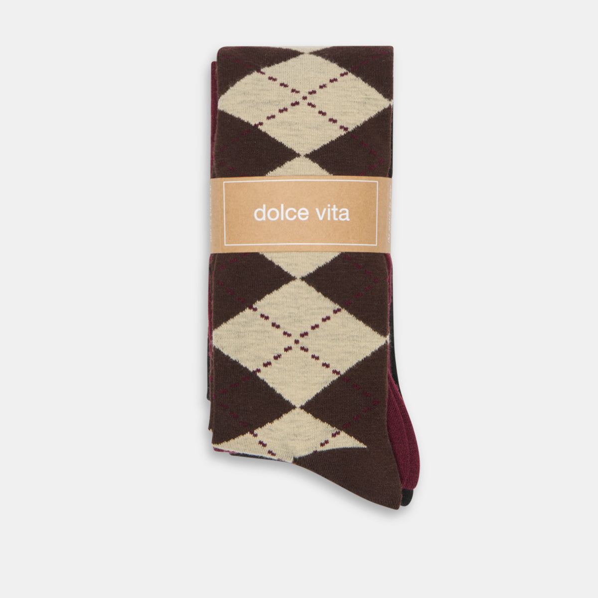3 PACK ARGYLE KNEE HIGH SOCKS BROWN MULTI - view 2