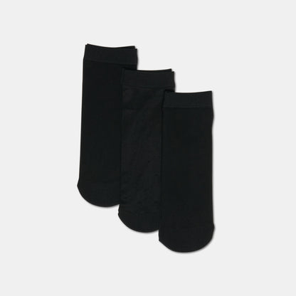 3 PACK DITSY DOT SHEER ANKLET SOCKS BLACK