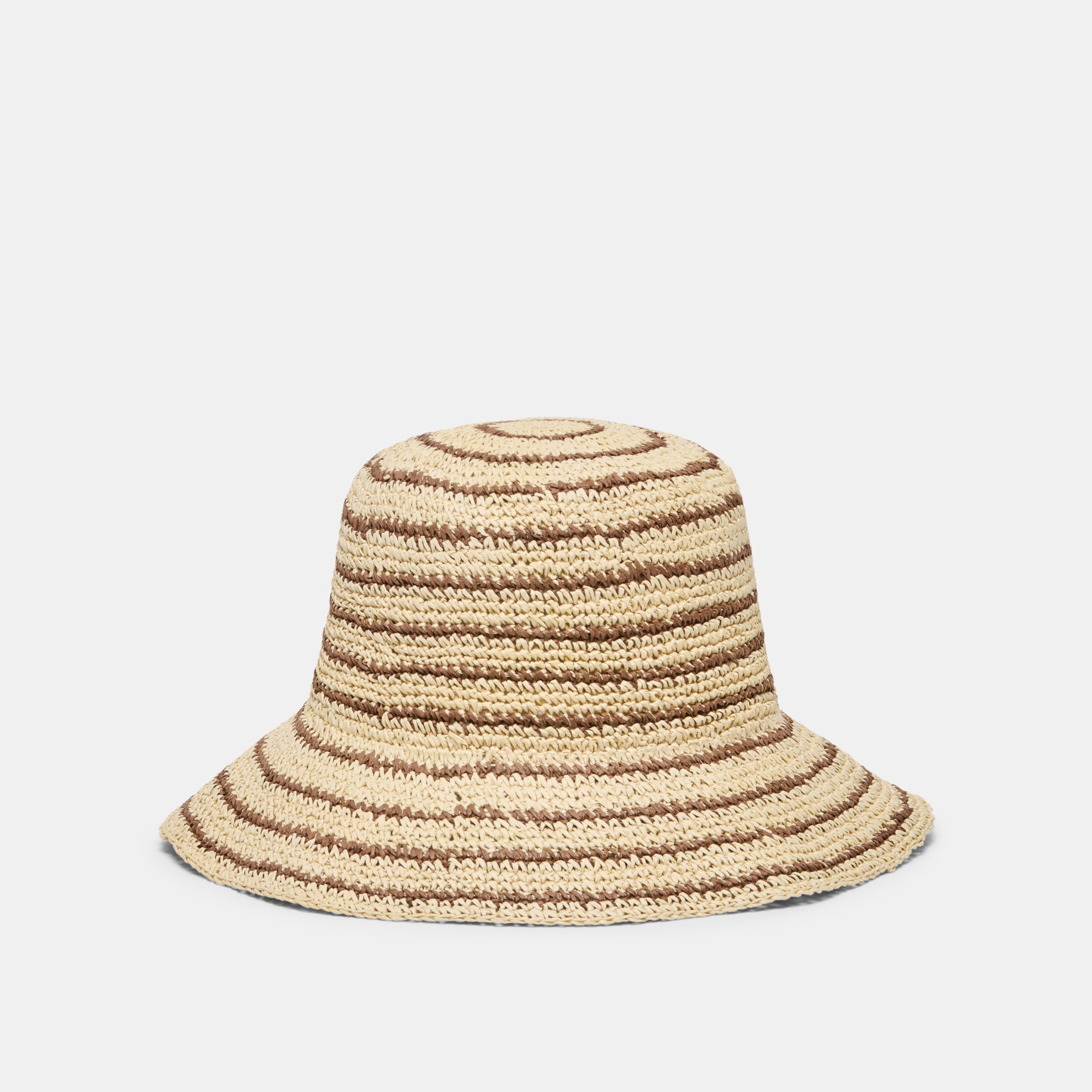 Striped Brown Natural Straw Cloche | Dolce Vita