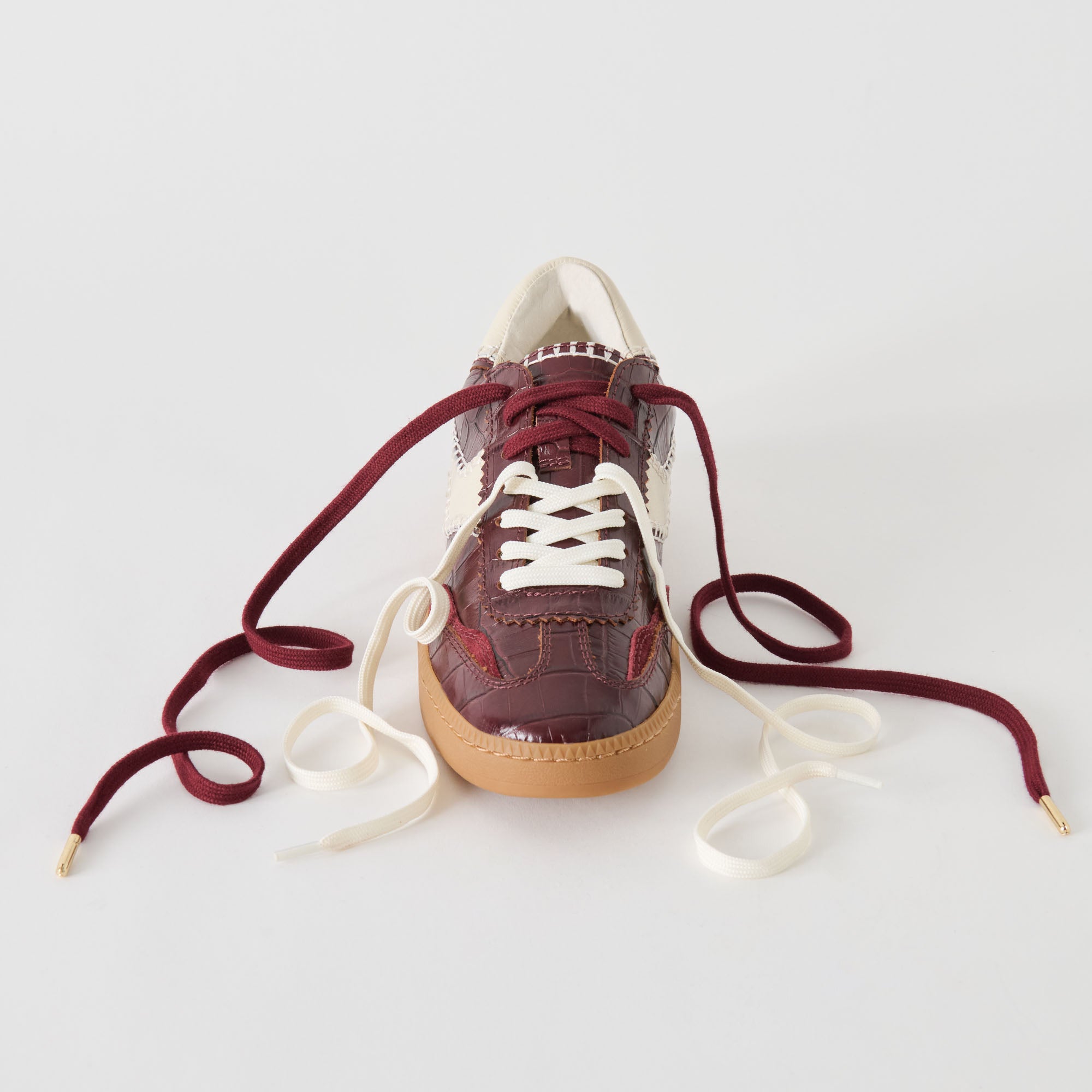 NOTICE STITCH SNEAKERS OXBLOOD CROCO EMBOSSED LEATHER - view 9