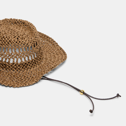 THICK WEAVE COWBOY HAT DARK BROWN