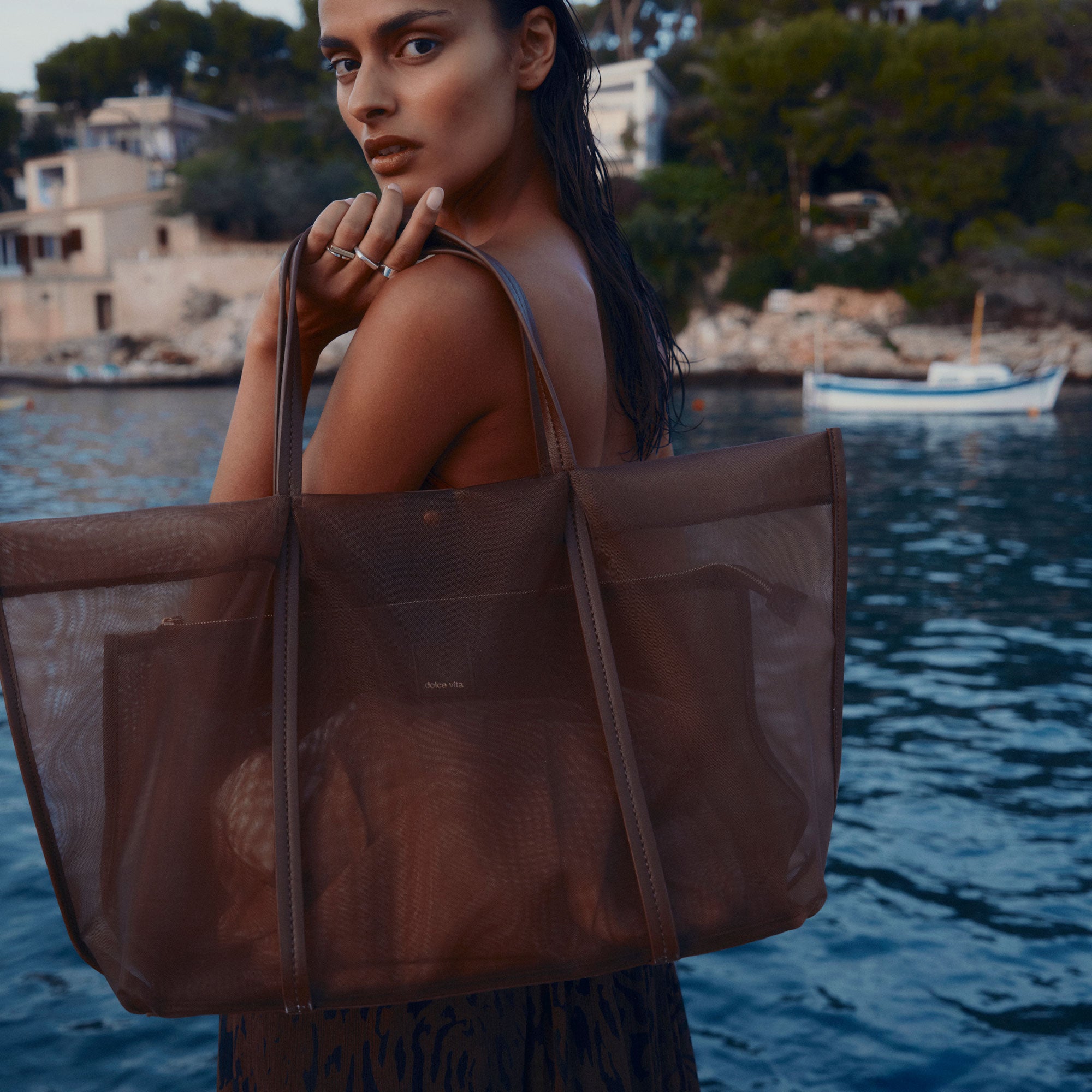 AISLIN TOTE CHOCOLATE MESH - view 2