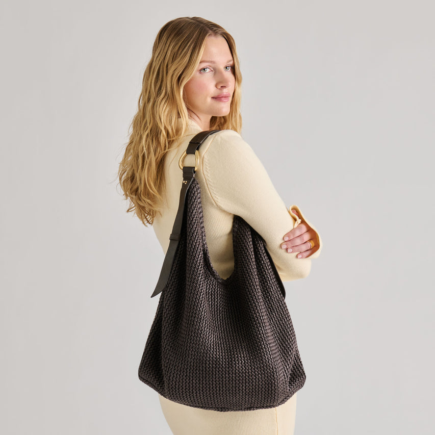 MIRIEL TOTE CHOCOLATE RAFFIA