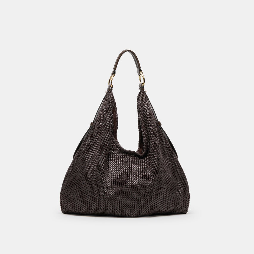 Miriel Chocolate Raffia Tote | Dolce Vita