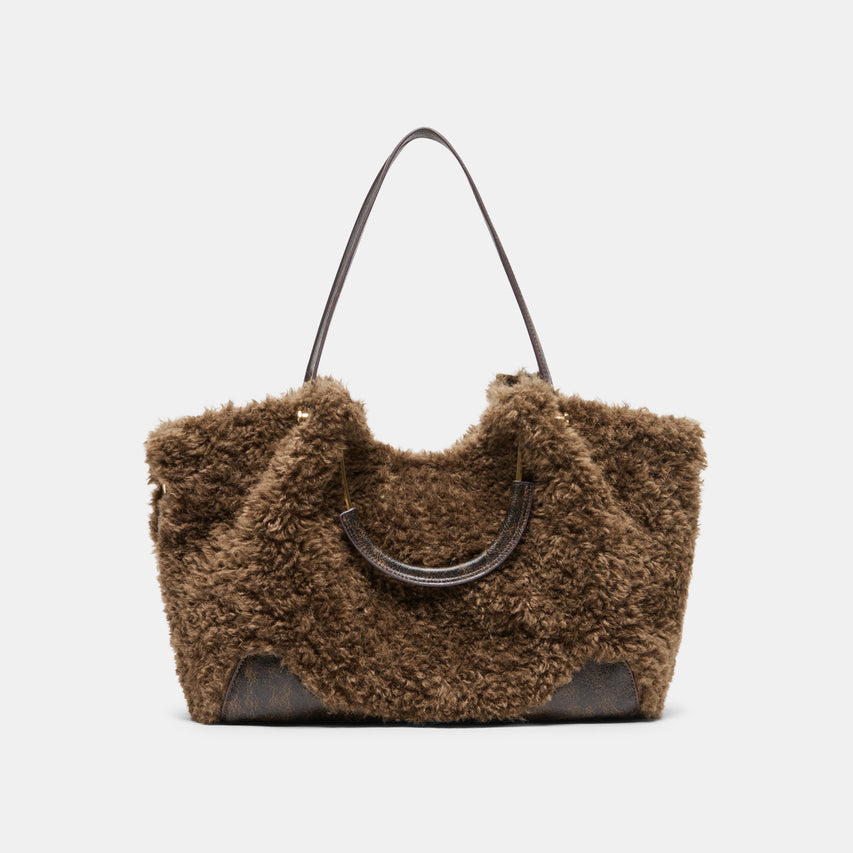 NOMAD Chocolate Faux Fur Tote Bag | Dolce Vita