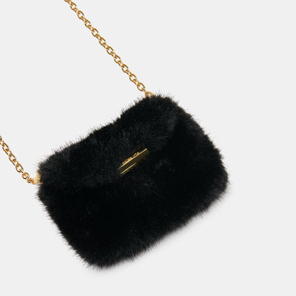 BRINDI CROSSBODY WALLET BLACK FAUX FUR
